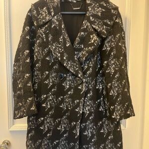 Elie Tahari Shiloh Alpaca Black/White Houndstooth Teddy Jacket